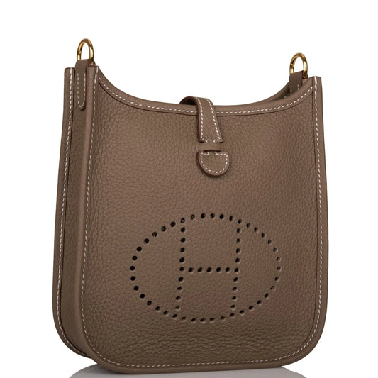 HERMES Mini Evelyne - Etoupe Clemence Gold Hardware