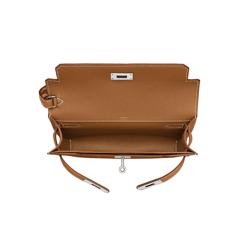 Hermes Kelly Depeches 25 Gold & Veau Togo Laiton Palladie