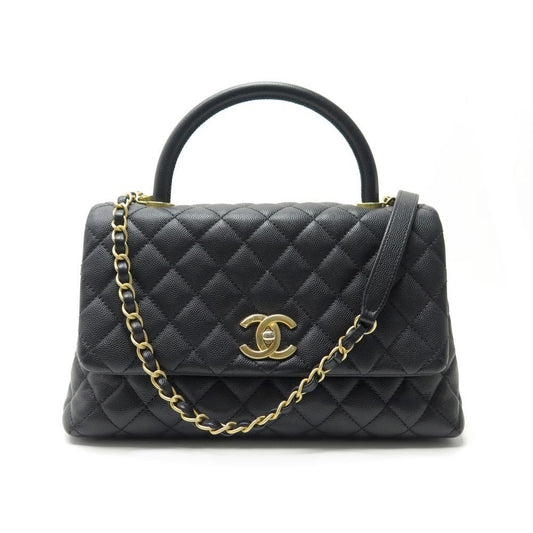 Chanel Coco Handle Leather Hand Bag -Black