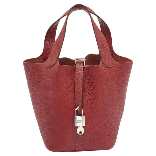 HERMES Rouge Garance Leather Picotin Lock